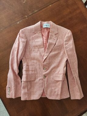 Vintage Oringal Sample Ralph Lauren Pink Herringbone Men's Blazer Extra Small